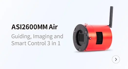 Cámara astronómica ASI2600MM Air en una imagen oficial de la tienda ZWO