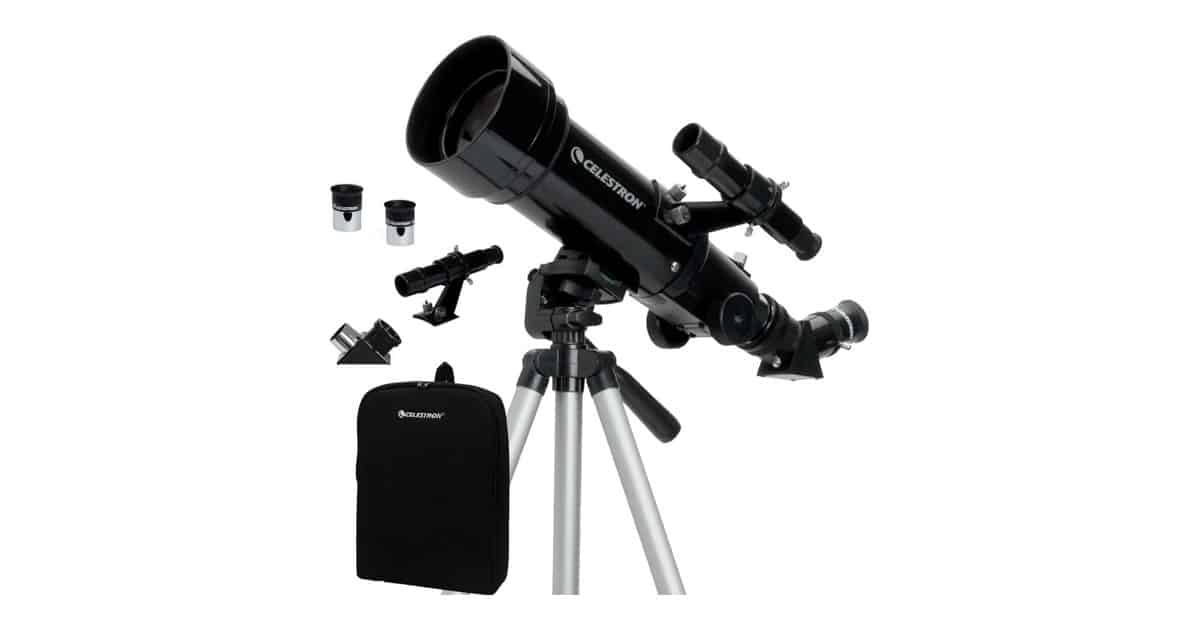Telescopio de viaje Celestron Travel Scope 70 con su mochila y trípode, imagen de producto de la ficha de Amazon.es